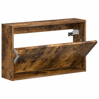 vidaXL Wall-Mounted Shoe Cabinet ZWOLLE 71 x 17 x 43 cm Smoked Oak