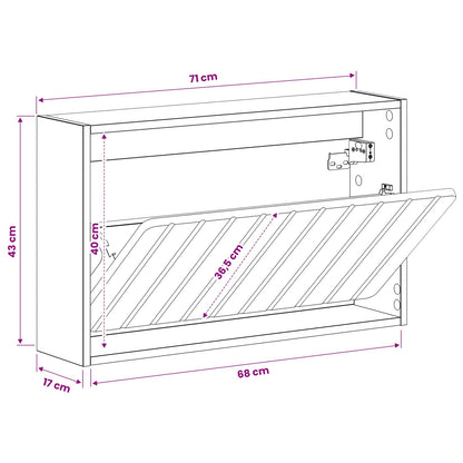 vidaXL Wall-Mounted Shoe Cabinet ZWOLLE 71 x 17 x 43 cm Grey Sonoma