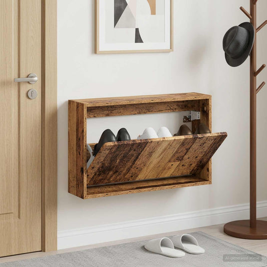 vidaXL Wall-Mounted Shoe Cabinet ZWOLLE 71 x 17 x 43 cm Old Wood