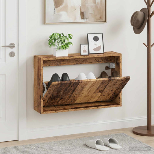 vidaXL Wall-Mounted Shoe Cabinet ZWOLLE 71 x 17 x 43 cm Old Wood