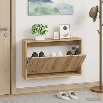 vidaXL Wall-Mounted Shoe Cabinet ZWOLLE 71 x 17 x 43 cm Artisan Oak