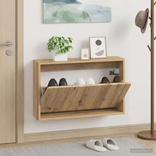 vidaXL Wall-Mounted Shoe Cabinet ZWOLLE 71 x 17 x 43 cm Artisan Oak
