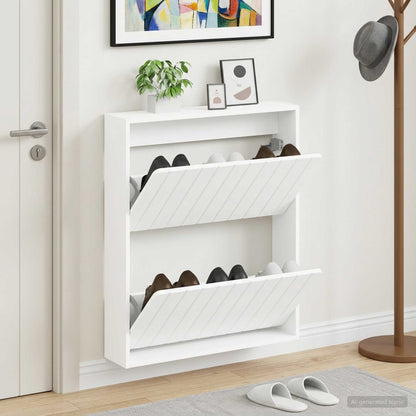 vidaXL Wall-Mounted Shoe Cabinet ZWOLLE 71 x 17 x 86 cm White