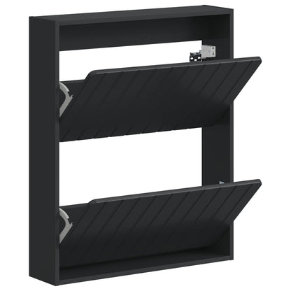vidaXL Wall-Mounted Shoe Cabinet ZWOLLE 71 x 17 x 86 cm Black