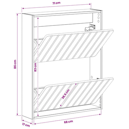 vidaXL Wall-Mounted Shoe Cabinet ZWOLLE 71 x 17 x 86 cm Black
