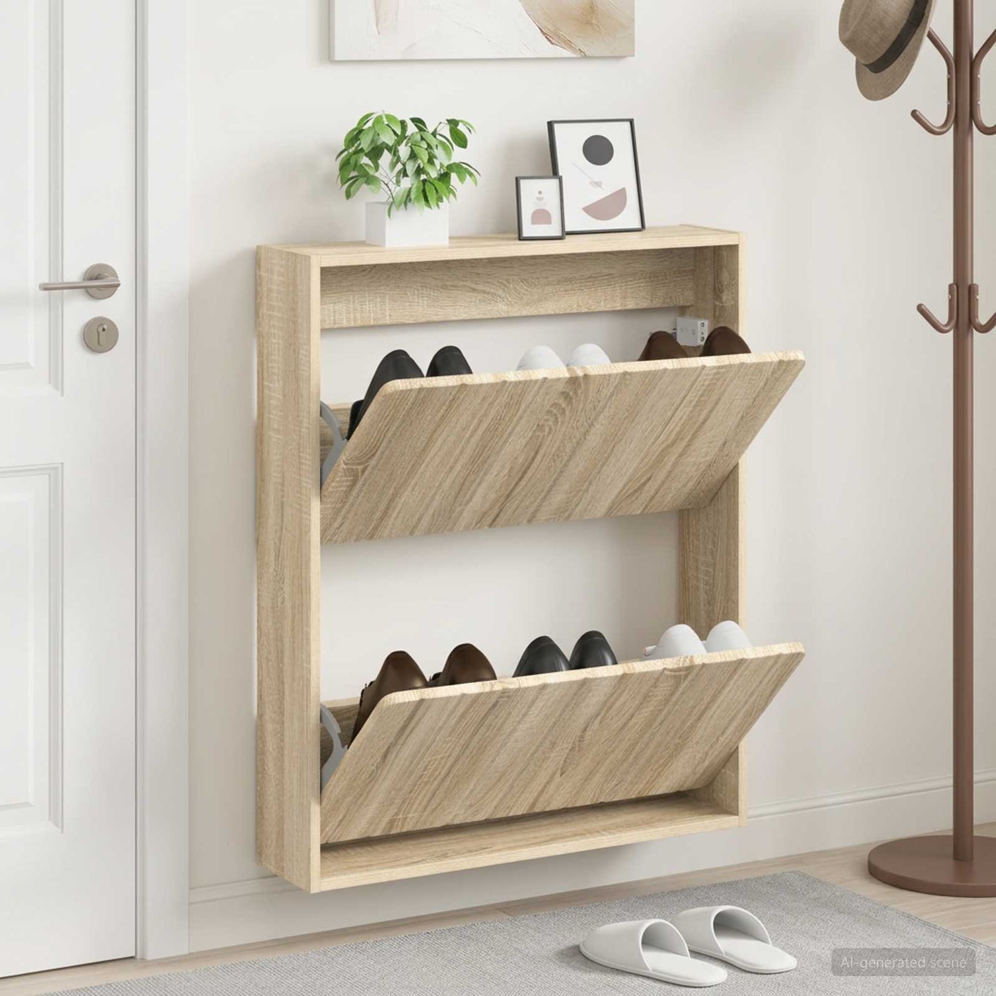 vidaXL Wall-Mounted Shoe Cabinet ZWOLLE 71 x 17 x 86 cm Sonoma Oak