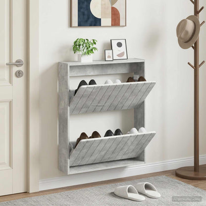 vidaXL Wall-Mounted Shoe Cabinet ZWOLLE 71 x 17 x 86 cm Concrete Grey