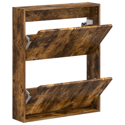 vidaXL Wall-Mounted Shoe Cabinet ZWOLLE 71 x 17 x 86 cm Smoked Oak