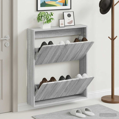 vidaXL Wall-Mounted Shoe Cabinet ZWOLLE 71 x 17 x 86 cm Grey Sonoma