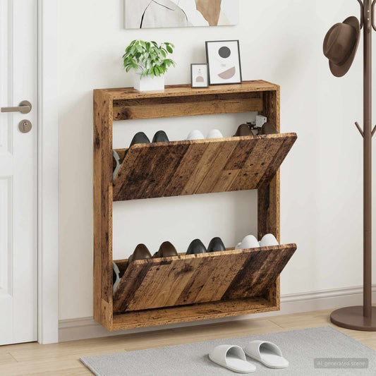 vidaXL Wall-Mounted Shoe Cabinet ZWOLLE 71 x 17 x 86 cm Old Wood