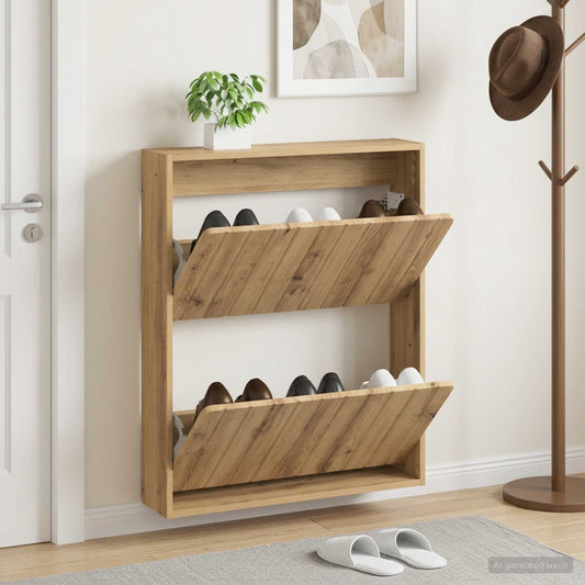 vidaXL Wall-Mounted Shoe Cabinet ZWOLLE 71 x 17 x 86 cm Artisan Oak