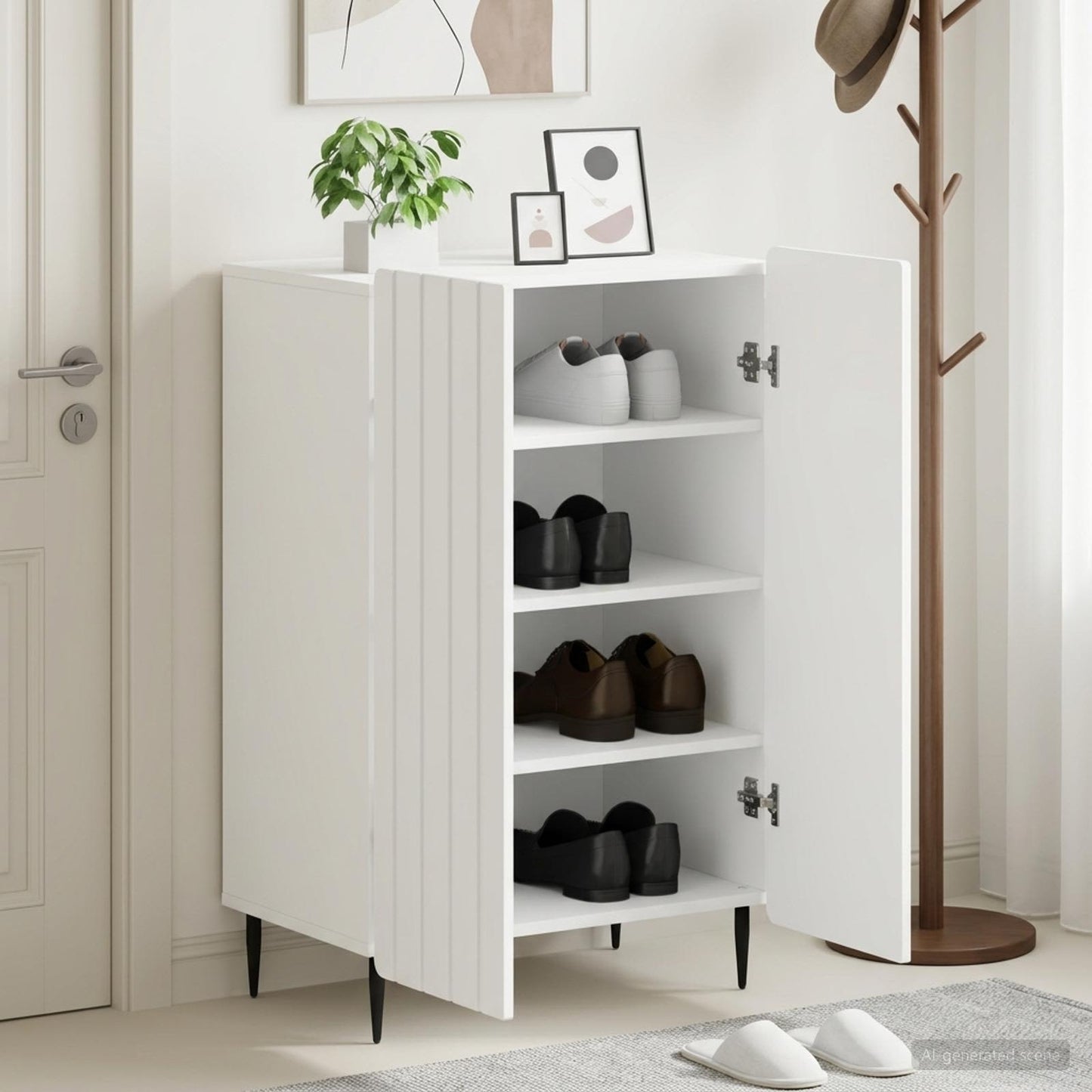 vidaXL Shoe Cabinet ZWOLLE 59.5 x 39.5 x 91.5 cm Engineered Wood White