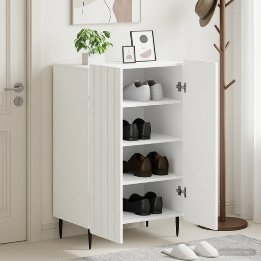 vidaXL Shoe Cabinet ZWOLLE 59.5 x 39.5 x 91.5 cm Engineered Wood White