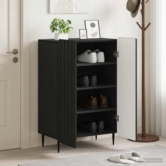 vidaXL Shoe Cabinet ZWOLLE 59.5 x 39.5 x 91.5 cm Engineered Wood Black