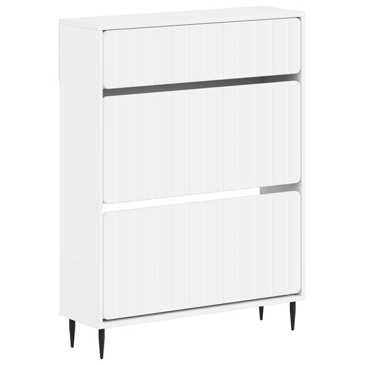 vidaXL Shoe Cabinet ZWOLLE 78 x 24 x 103 cm Engineered Wood White