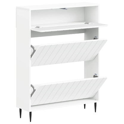 vidaXL Shoe Cabinet ZWOLLE 78 x 24 x 103 cm Engineered Wood White
