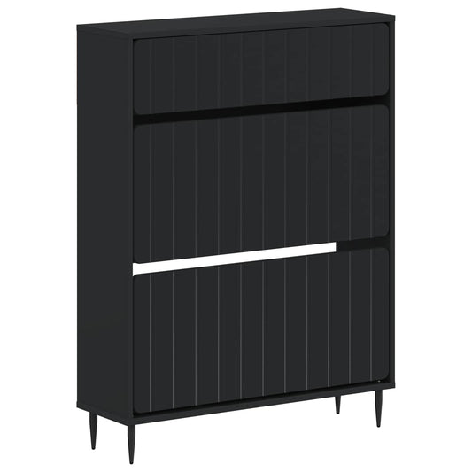 vidaXL Shoe Cabinet ZWOLLE 78 x 24 x 103 cm Engineered Wood Black