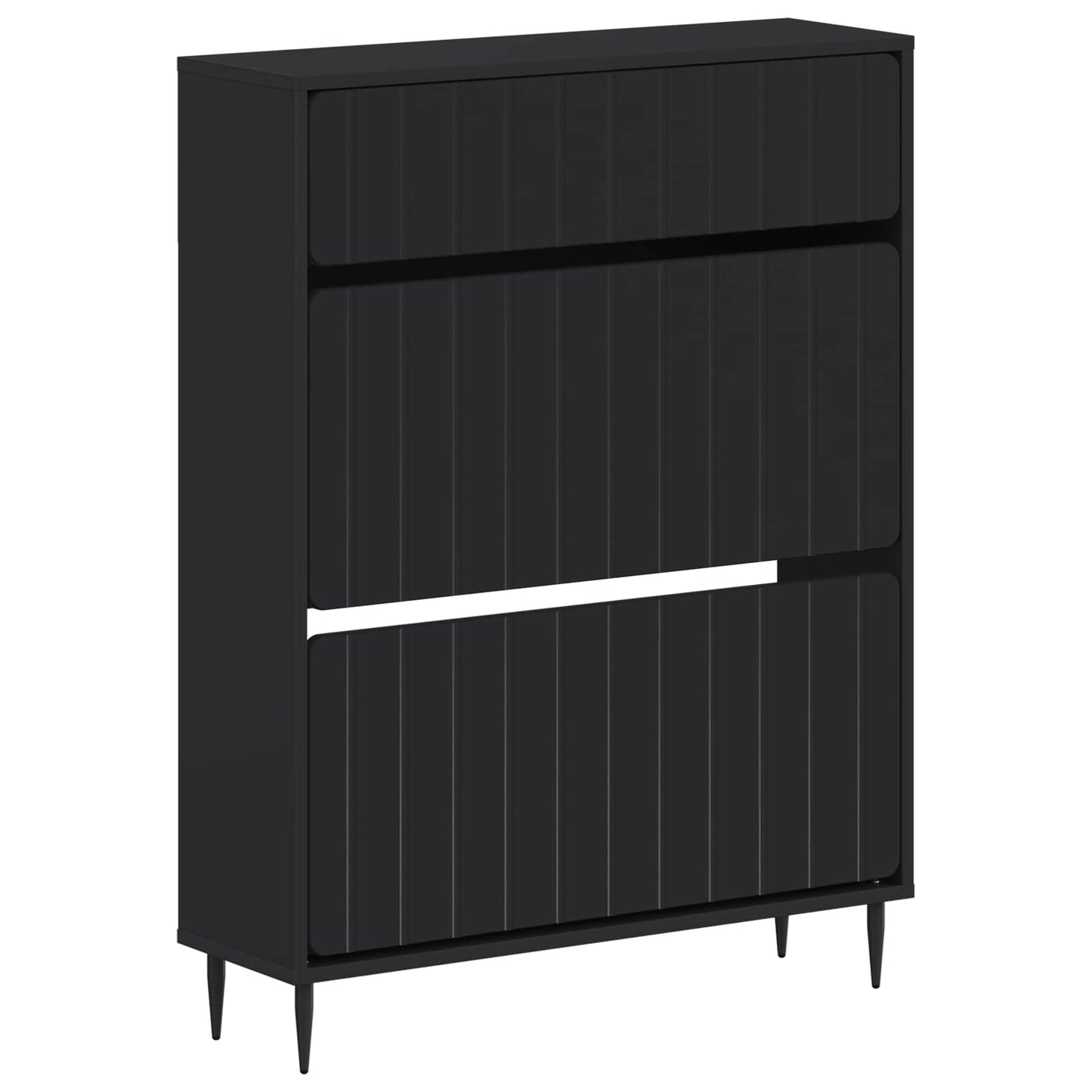 vidaXL Shoe Cabinet ZWOLLE 78 x 24 x 103 cm Engineered Wood Black