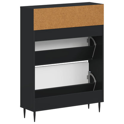 vidaXL Shoe Cabinet ZWOLLE 78 x 24 x 103 cm Engineered Wood Black