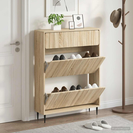 vidaXL Shoe Cabinet ZWOLLE 78 x 24 x 103 cm Engineered Wood Sonoma Oak