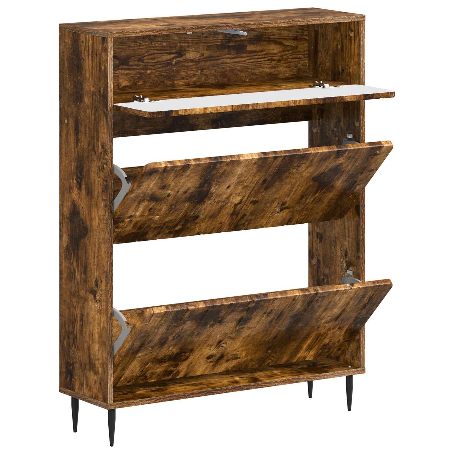 vidaXL Shoe Cabinet ZWOLLE 78 x 24 x 103 cm Engineered Wood Smoked Oak
