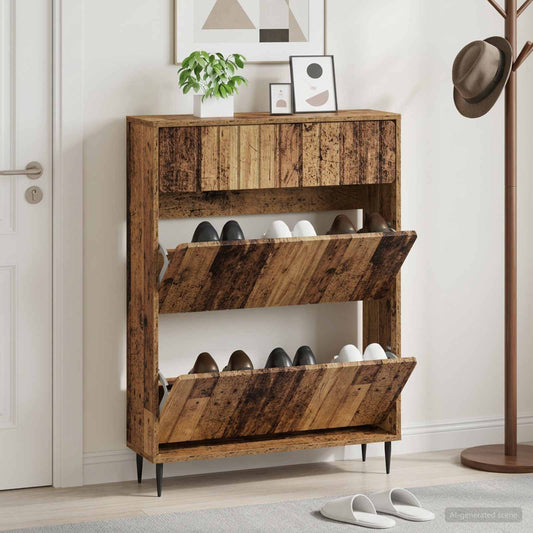 vidaXL Shoe Cabinet ZWOLLE 78 x 24 x 103 cm Engineered Wood Old Wood