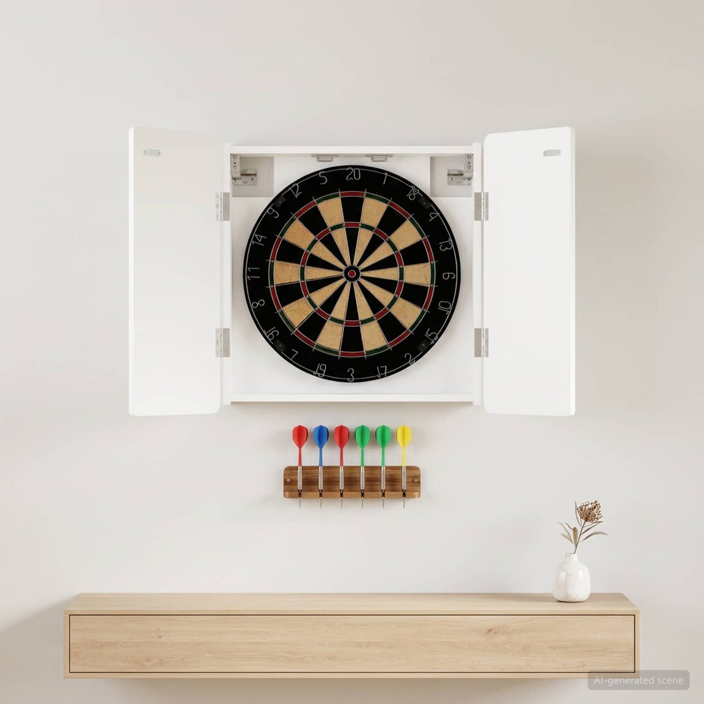 vidaXL Dartboard Cabinet ZWOLLE White 52.5 x 10.5 x 57.5 cm