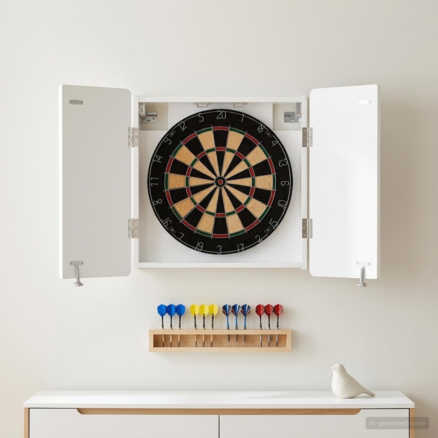 vidaXL Dartboard Cabinet ZWOLLE High Gloss White 52.5 x 10.5 x 57.5 cm