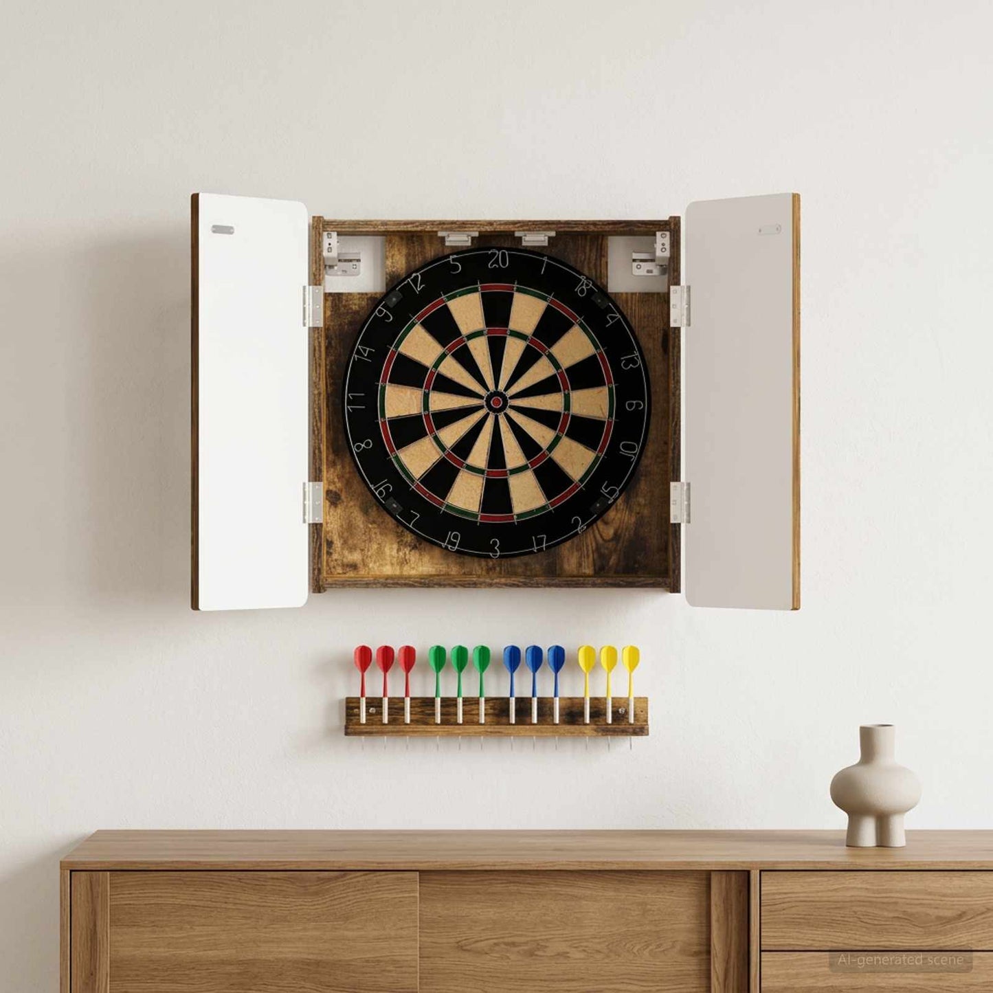 vidaXL Dartboard Cabinet ZWOLLE Smoked Oak 52.5 x 10.5 x 57.5 cm