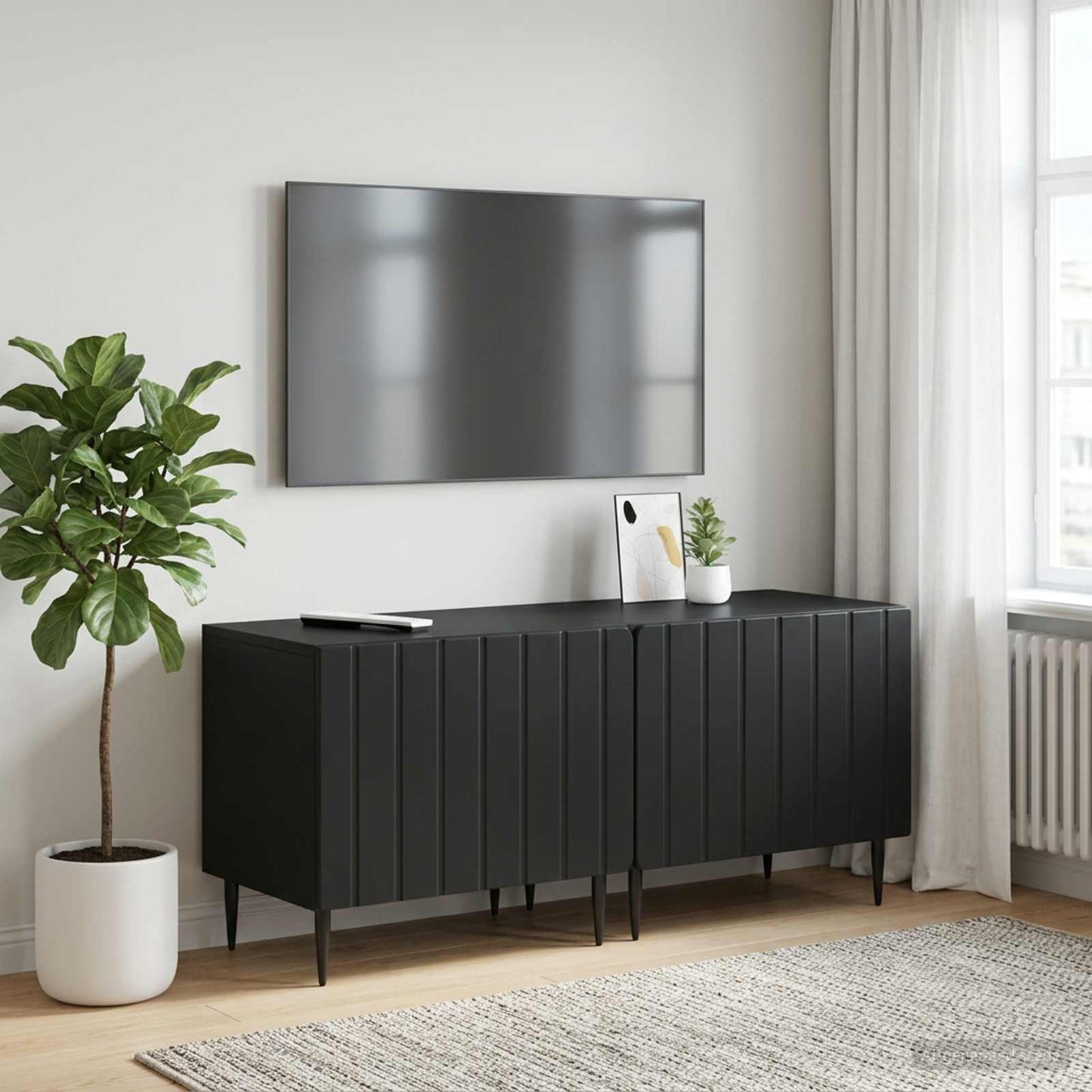 vidaXL TV Cabinet Black Engineered Wood