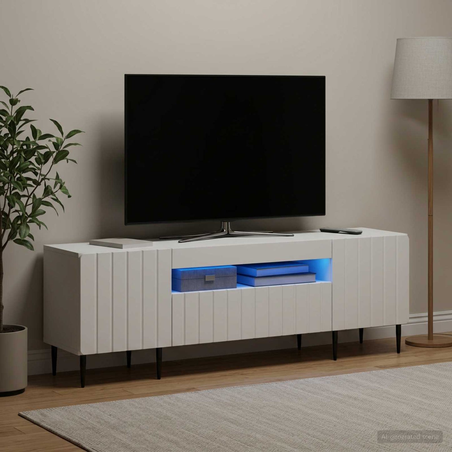 vidaXL LED TV Cabinet White Engineered Wood