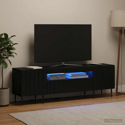 vidaXL LED TV Cabinet Black Engineered Wood