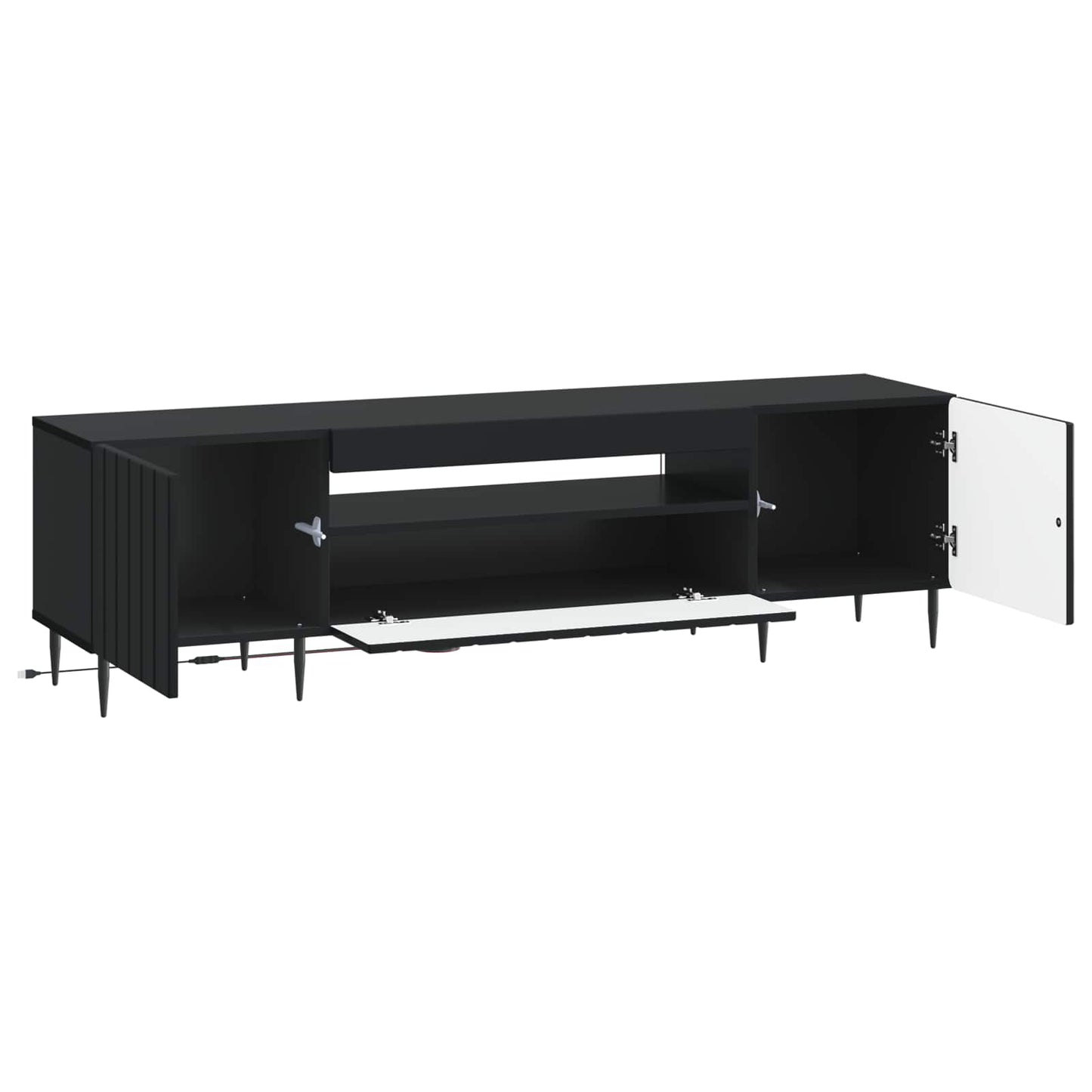 vidaXL LED TV Cabinet Black Engineered Wood