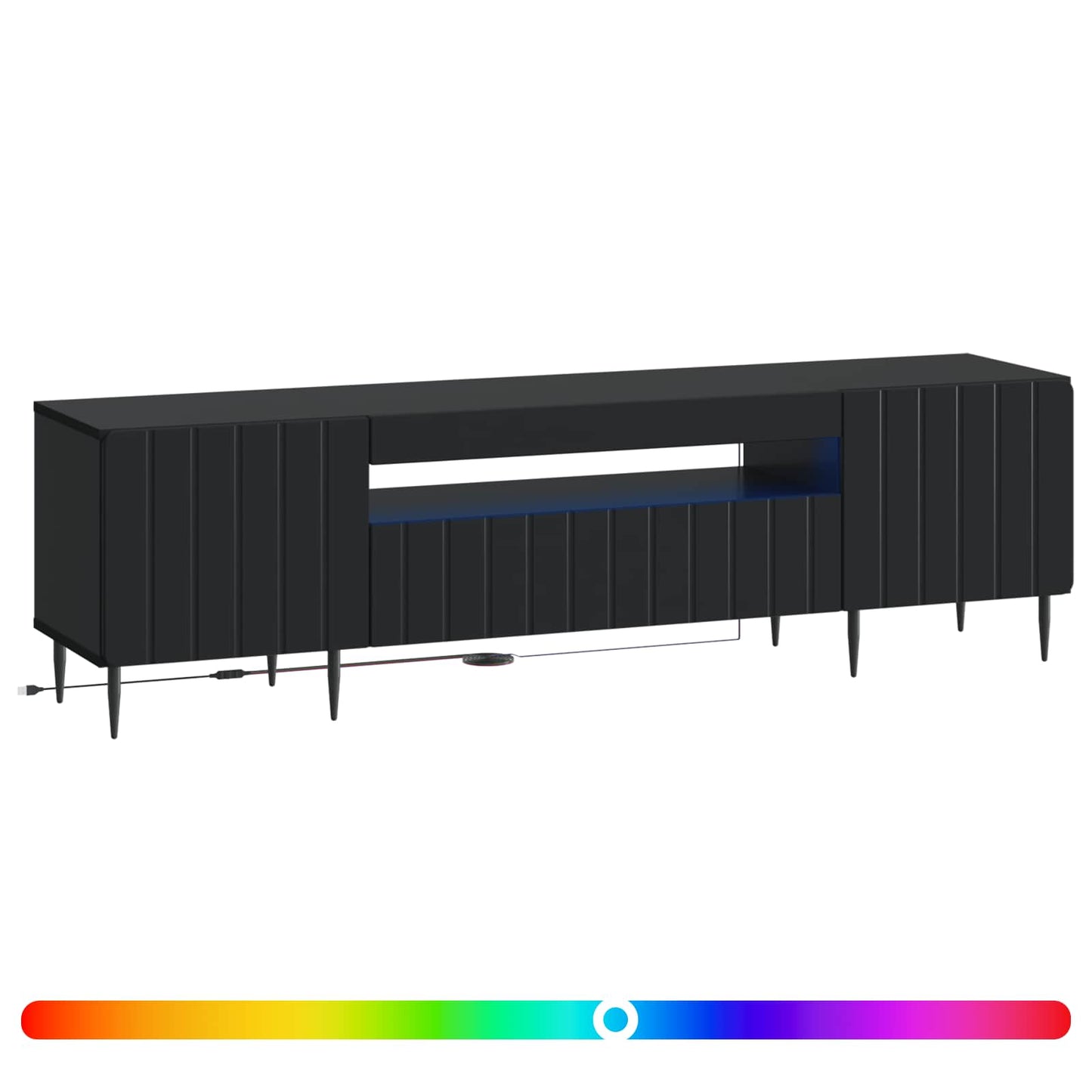 vidaXL LED TV Cabinet Black Engineered Wood