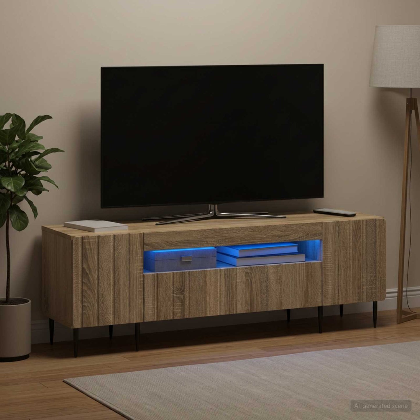 vidaXL LED TV Cabinet Sonoma Oak Engineered Wood