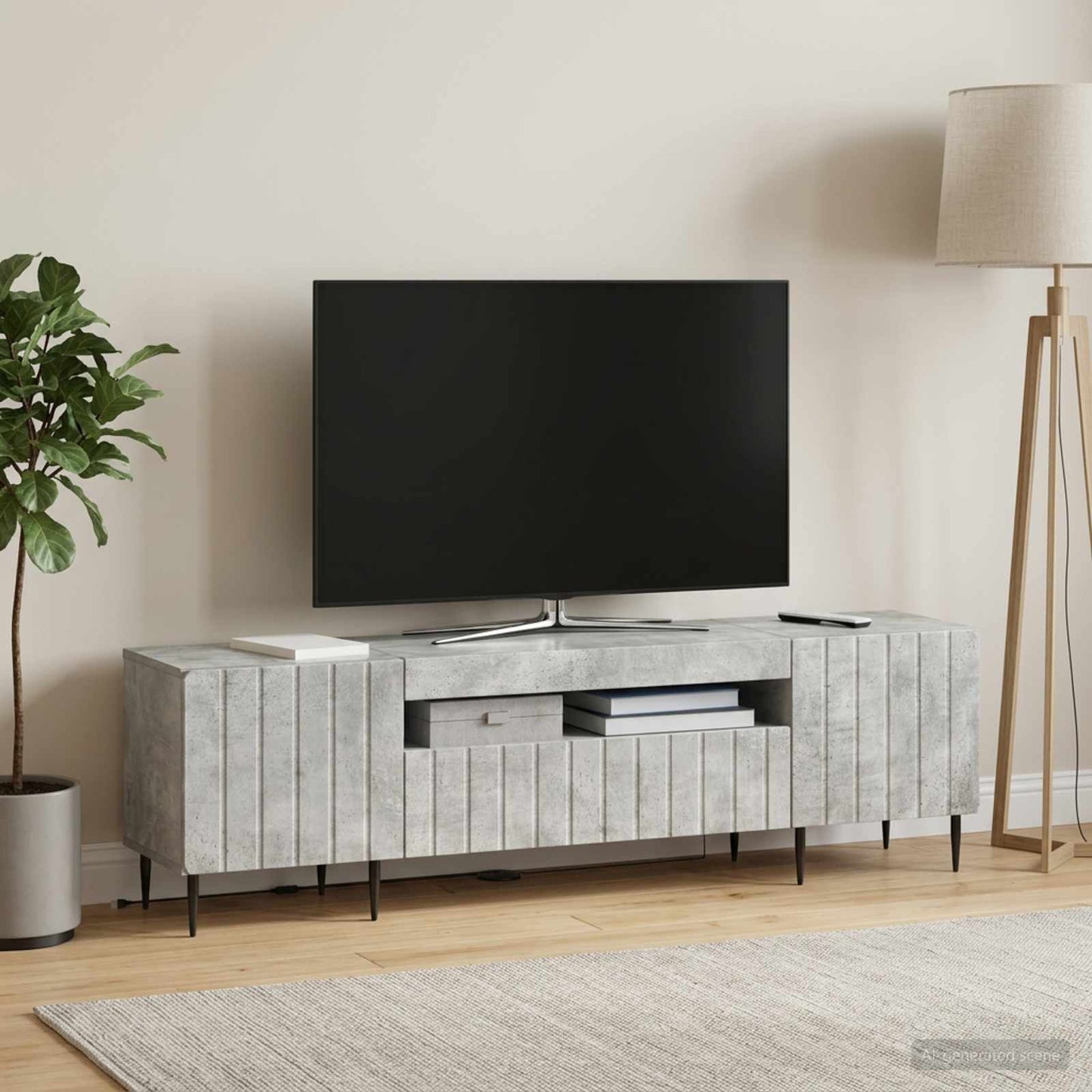 vidaXL LED TV Cabinet Concrete Grey Engineered Wood