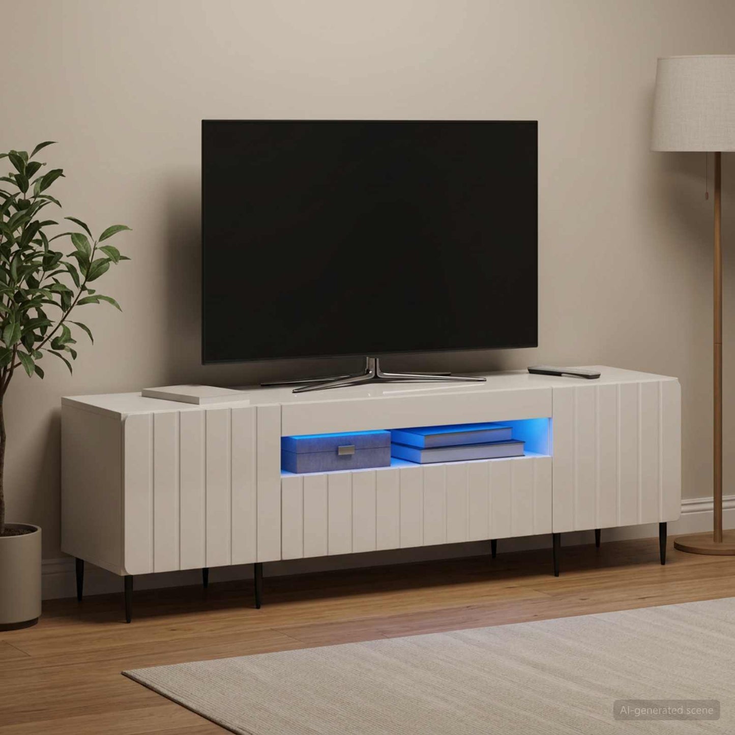 vidaXL LED TV Cabinet High Gloss White Engineered Wood