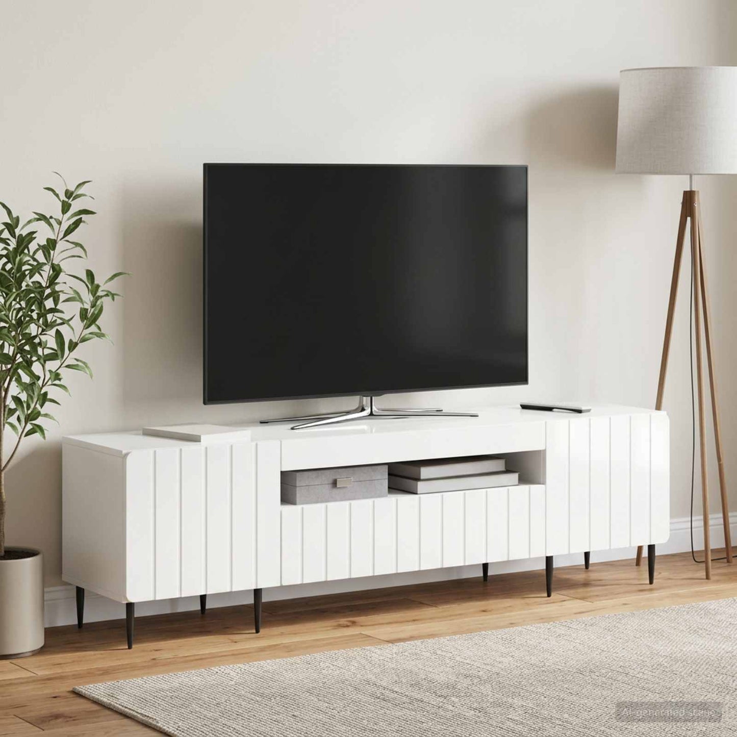 vidaXL LED TV Cabinet High Gloss White Engineered Wood