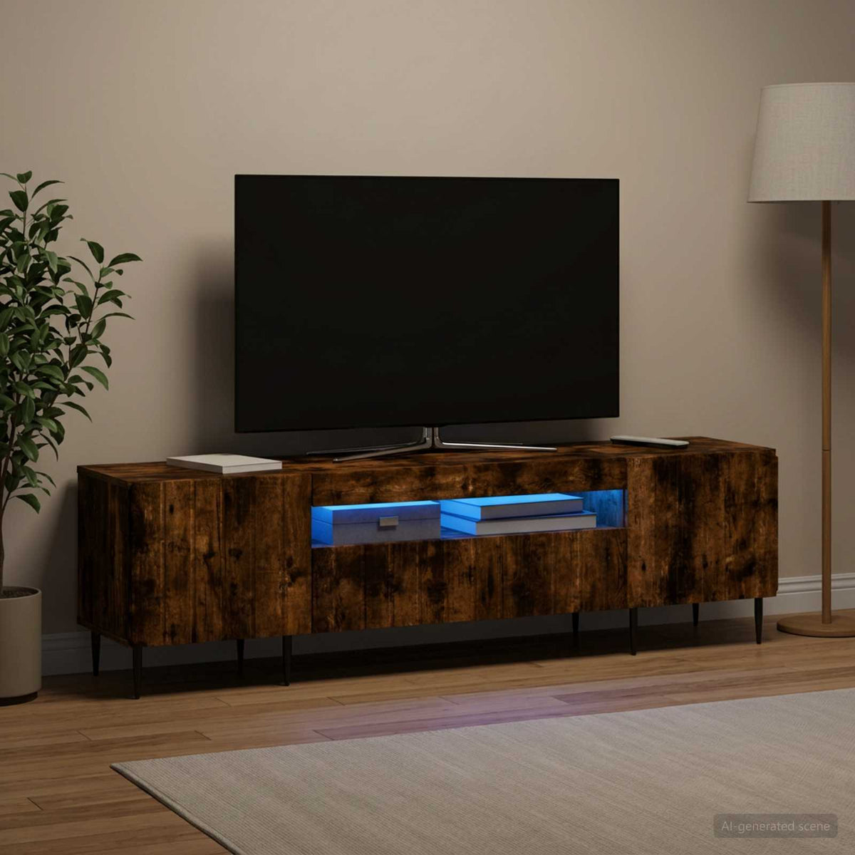 vidaXL LED TV Cabinet ZWOLLE 153 x 35 x 43 cm Smoked Oak