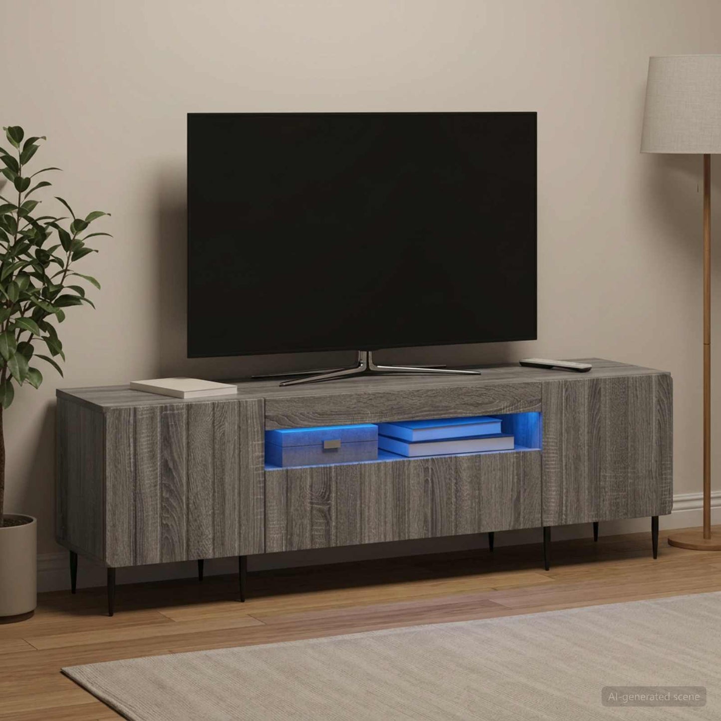 vidaXL LED TV Cabinet Grey Sonoma Engineered Wood