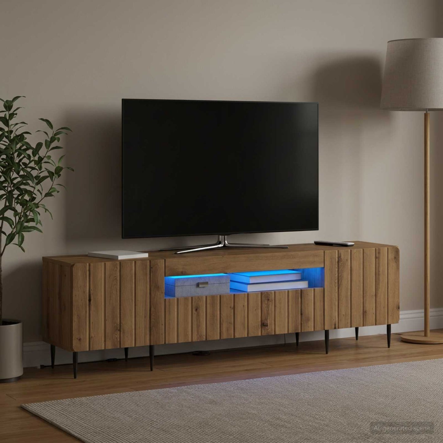 vidaXL LED TV Cabinet Artisan Oak Engineered Wood