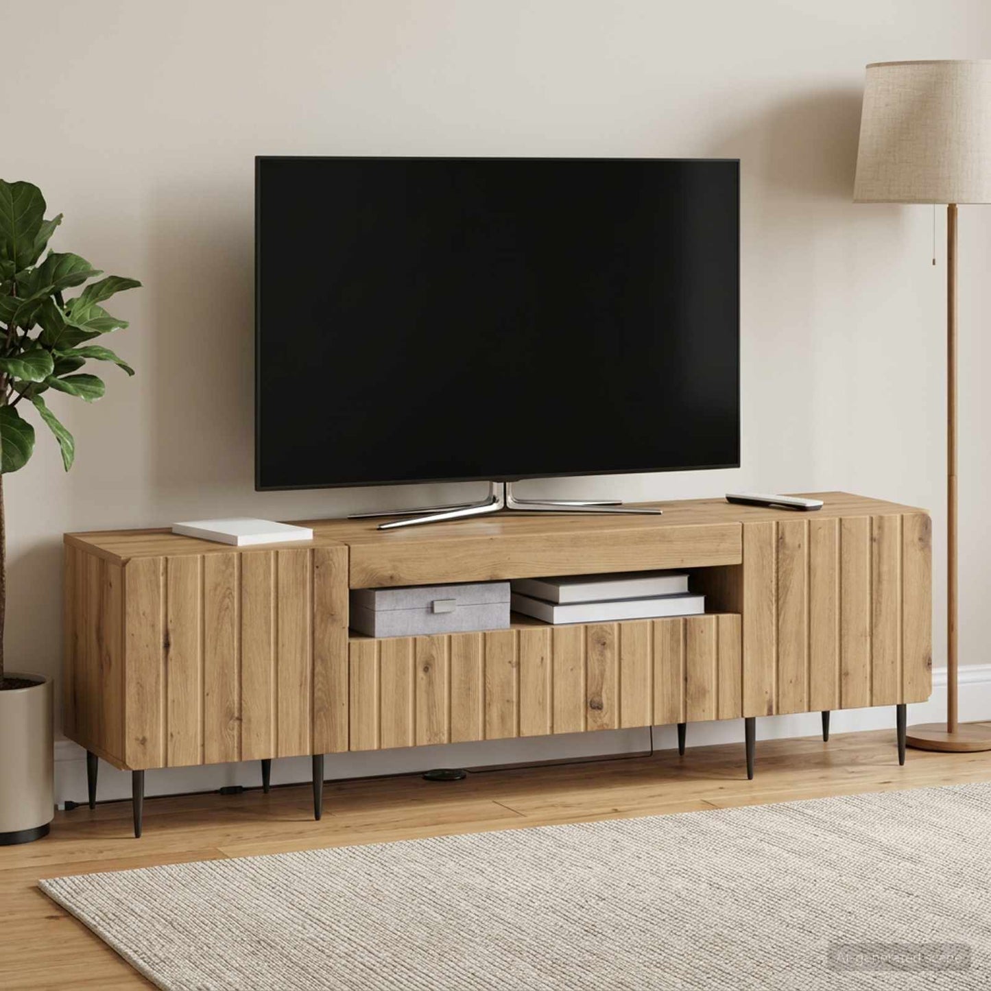 vidaXL LED TV Cabinet Artisan Oak Engineered Wood