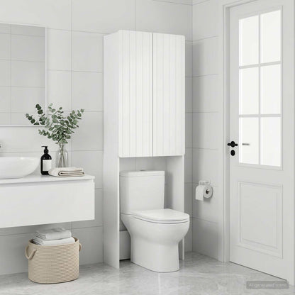 vidaXL Toilet Cabinet ZWOLLE White 66 x 25.5 x 190 cm Engineered Wood