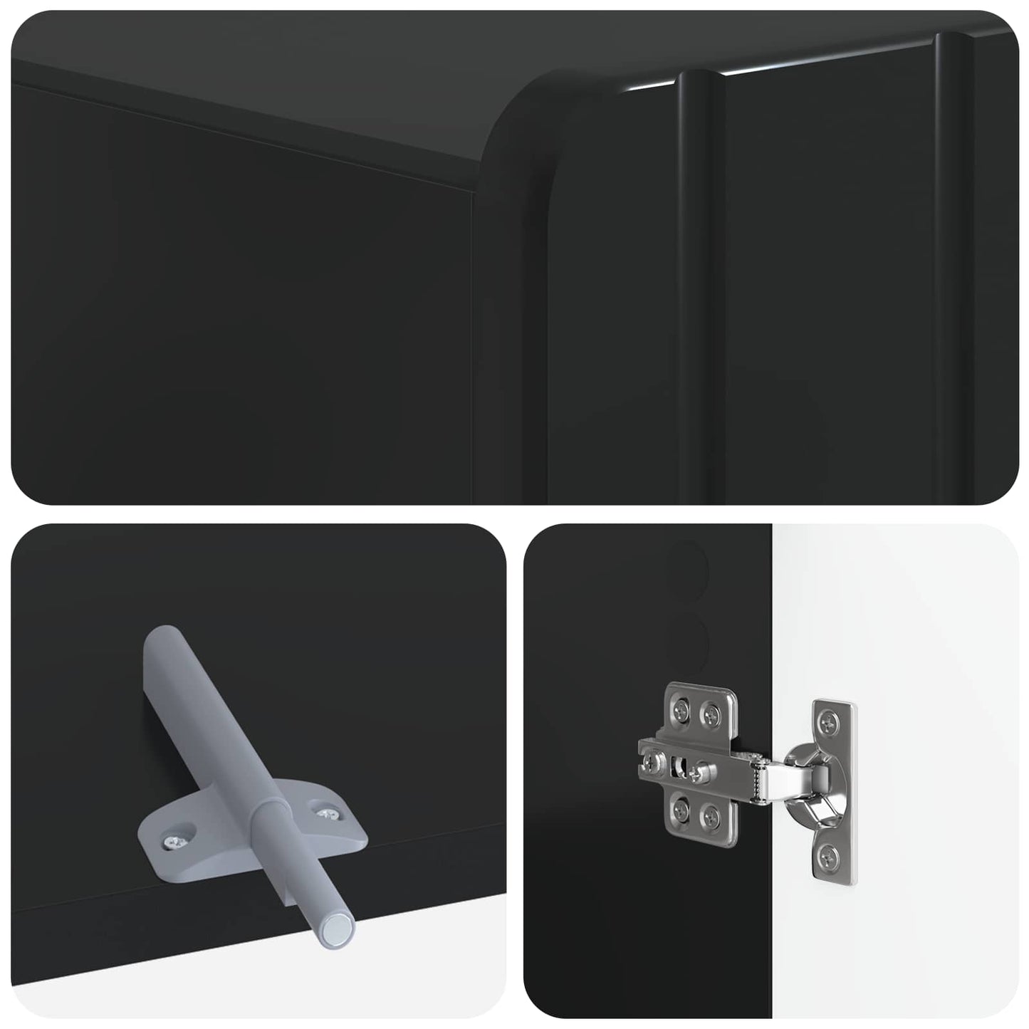 vidaXL Toilet Cabinet ZWOLLE Black 66 x 25.5 x 190 cm Engineered Wood