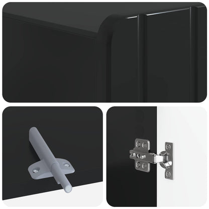 vidaXL Toilet Cabinet ZWOLLE Black 66 x 25.5 x 190 cm Engineered Wood