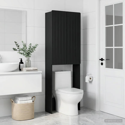 vidaXL Toilet Cabinet ZWOLLE Black 66 x 25.5 x 190 cm Engineered Wood