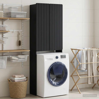 vidaXL Toilet Cabinet ZWOLLE Black 66 x 25.5 x 190 cm Engineered Wood