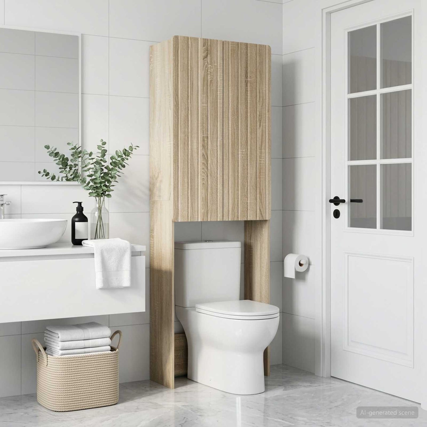 vidaXL Toilet Cabinet ZWOLLE Sonoma Oak 66 x 25.5 x 190 cm