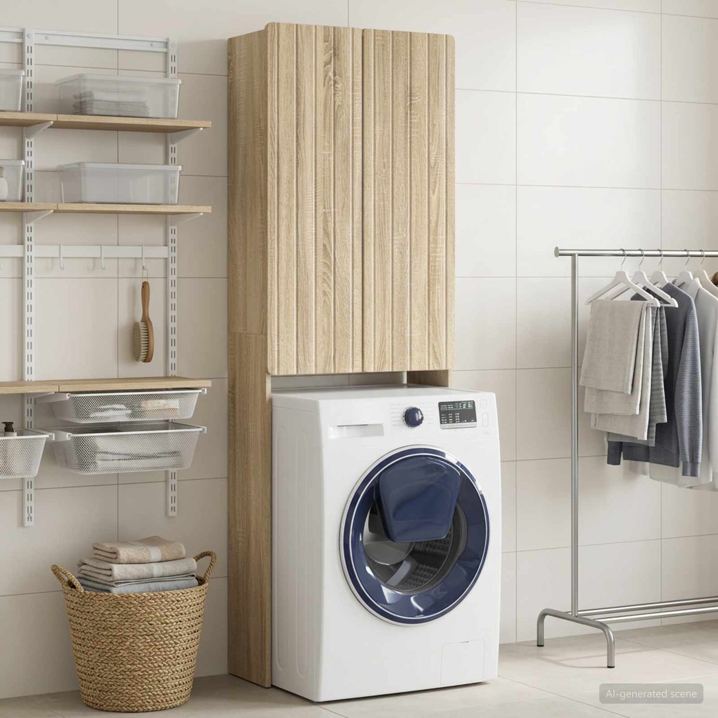 vidaXL Toilet Cabinet ZWOLLE Sonoma Oak 66 x 25.5 x 190 cm