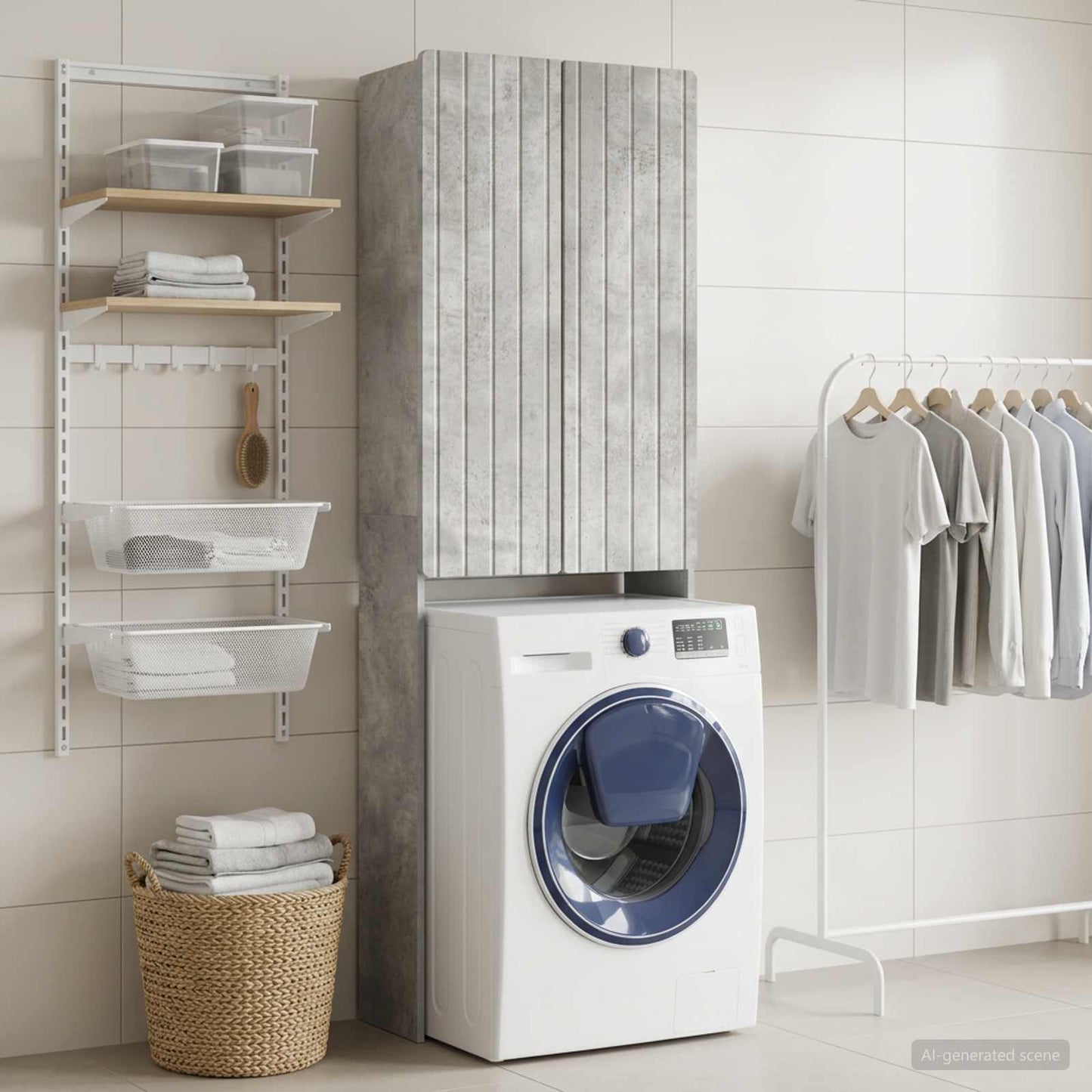 vidaXL Toilet Cabinet ZWOLLE Concrete Grey 66 x 25.5 x 190 cm